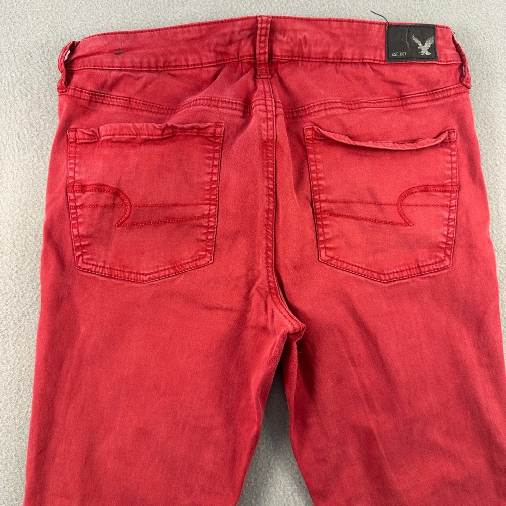 American Eagle Super Stretch Skinny Jeans Red Womens Size 12 Regular Mid Rise - Picture 12 of 12